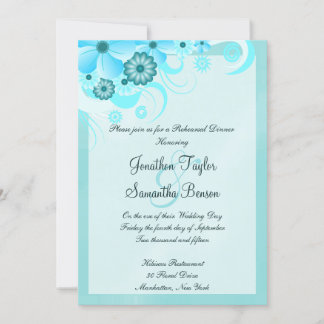 Convites Janto de Ensaio de Casamento Floral de Azul-Aqua C