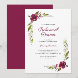 Convites Janto de Ensaio de Casamento Floral de Burgundy