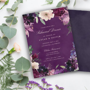 Convites Janto de Ensaio de Casamento Floral de EggPlant Pu