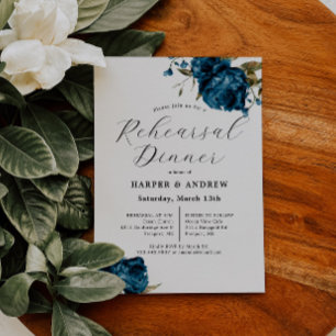 Convites Janto de Ensaio de Casamento Floral de marinho Azu