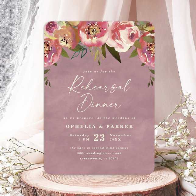Convites Janto de Ensaio de Casamento Floral de Ophelia Dus (Say "I DO" to Romantic Watercolor Florals and a Cottagecore Vibe with the Ophelia Wedding Suite.)