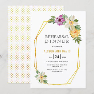 Convites janto de ensaio de casamento floral de polígonos