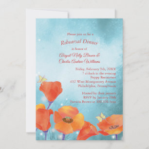 Convites Janto de Ensaio de Casamento Floral de Red Poppy