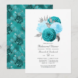 Convites Janto de Ensaio de Casamento Floral de Teal e Prat