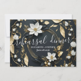 Convites Janto de Ensaio de Casamento Floral Dourado Branco