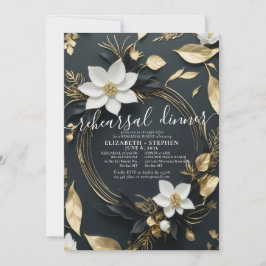 Convites Janto de Ensaio de Casamento Floral Dourado Branco