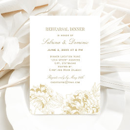 Convites Janto de Ensaio de Casamento Floral Dourado Elegan