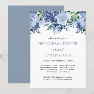 Convites Janto de Ensaio de Casamento Floral Dusty Blue