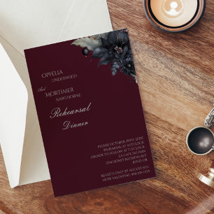 Convites Janto de Ensaio de Casamento Floral Gótico Escuro
