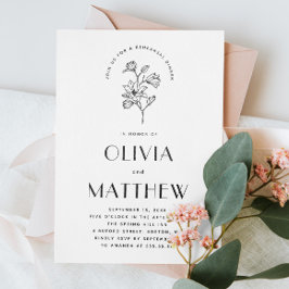 Convites Janto de Ensaio de Casamento Floral Minimalista