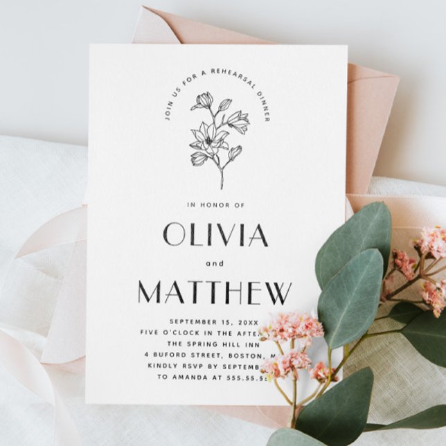 Convites Janto de Ensaio de Casamento Floral Minimalista (Criador carregado)
