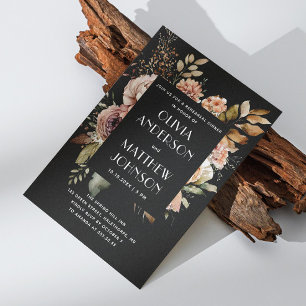 Convites Janto de ensaio de casamento floral preto no outon