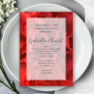 Convites Janto de Ensaio de Casamento Floral Vermelho