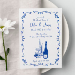 Convites Janto de Ensaio de Casamento Ilustrado Whimsical