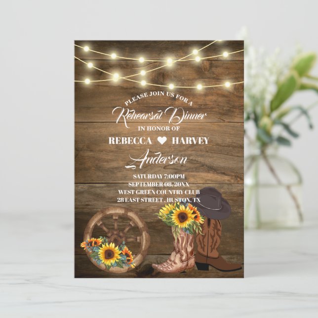 Convites janto de ensaio de casamento ocidental do cowboy c (Em pé/Frente)