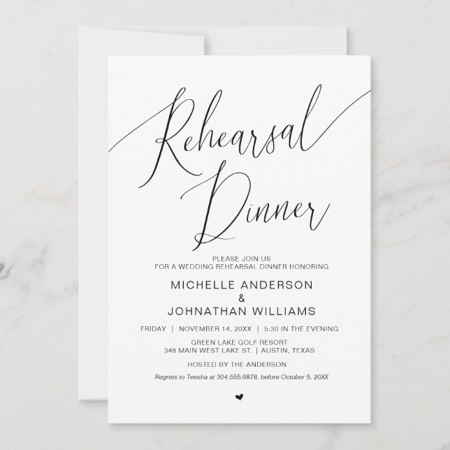 Convites Janto de ensaio de casamento, preto moderno simple (Frente)