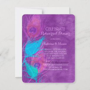 Convites Janto de Ensaio de Casamento Púrpura de Peacock