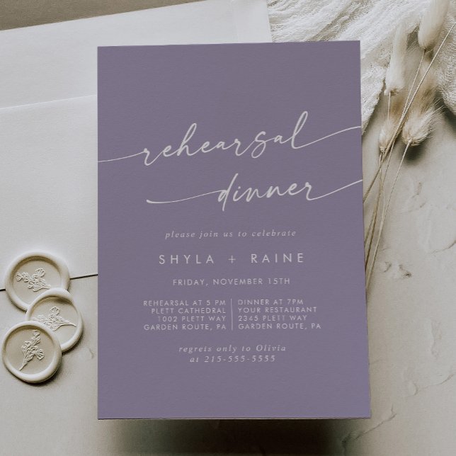 Convites Janto de Ensaio de Casamento Roxo da Lavanda Boho  (Criador carregado)