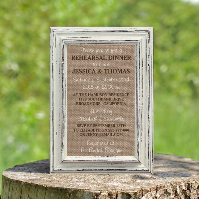 Convites Janto de Ensaio de Casamento Russo Burlap, Quadro  (Criador carregado)