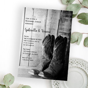 Convites Janto de Ensaio de Casamento Rustic Cowboy Boots