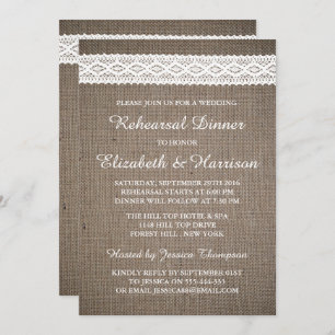 Convites Janto de Ensaio de Casamento Rústico, Lace Branco