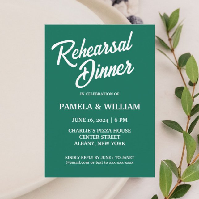 Convites Janto de ensaio de casamento simples Emerald Green (In Situ Wedding)