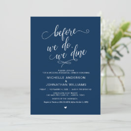 Convites Janto De Ensaio De Casamento, Simples Marinho Blue
