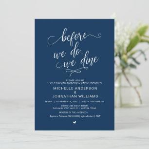 Convites Janto De Ensaio De Casamento, Simples Marinho Blue