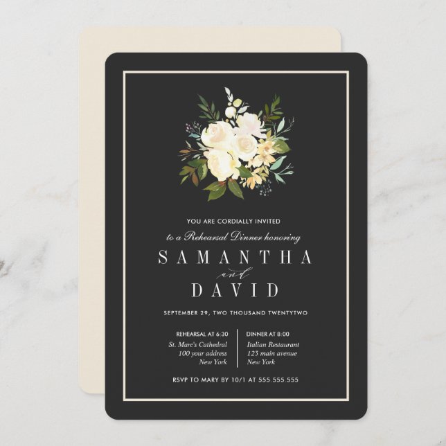 Convites Janto de Ensaio de Casamentos Orgânicos Elegante (Frente/Verso)