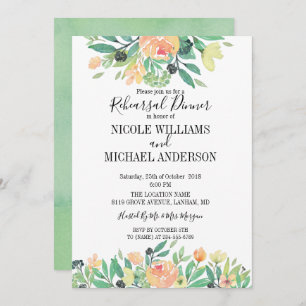 Convites Janto de ensaio de coloração aquosa verde RUSTIC