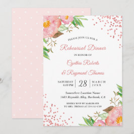Convites Janto de ensaio de Confetti Floral Elegante Rosa-Q