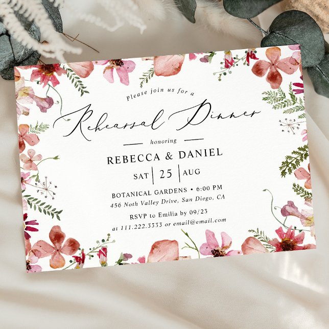 Convites Janto de ensaio de cor aquosa rosa elegante (Criador carregado)