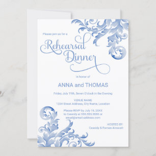 Convites Janto de ensaio de cor azul-real Flourish
