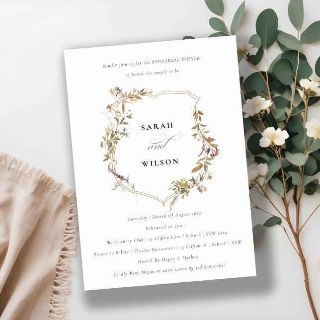 Convites Janto de ensaio de crest de Flores Selvagem, Rosa- (Criador carregado)