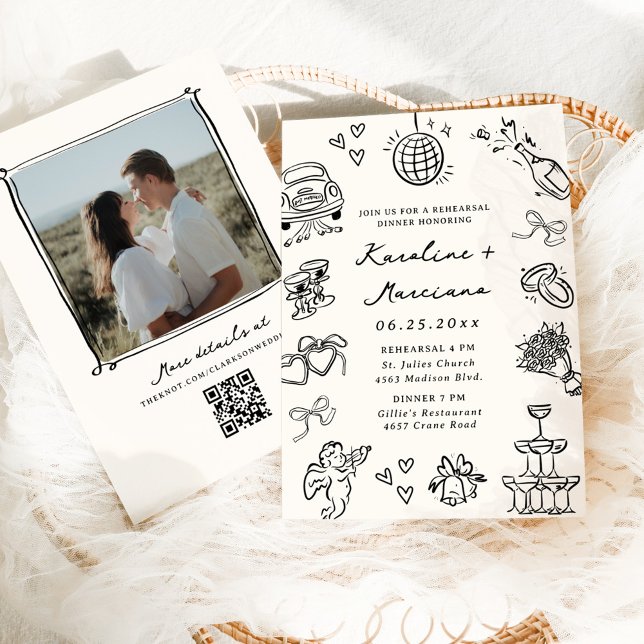 Convites Janto de ensaio de doodles desenhados à mão (Criador carregado)