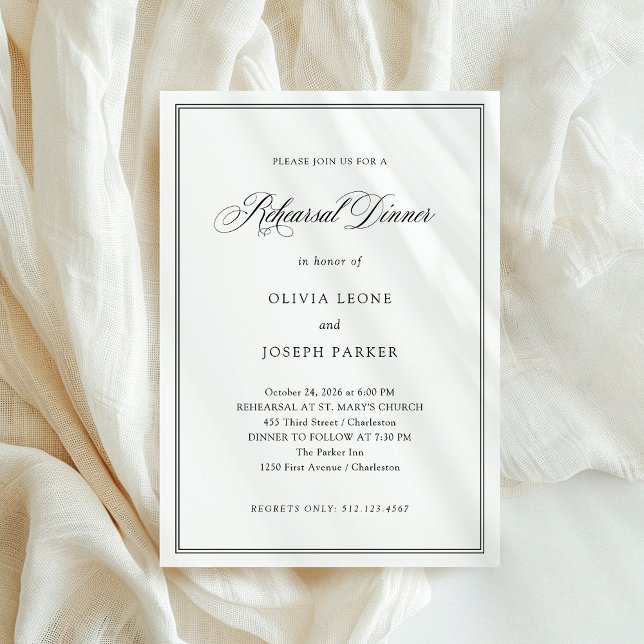 Convites Janto de ensaio de Elegância Clássica Preta e Bran (Criador carregado)
