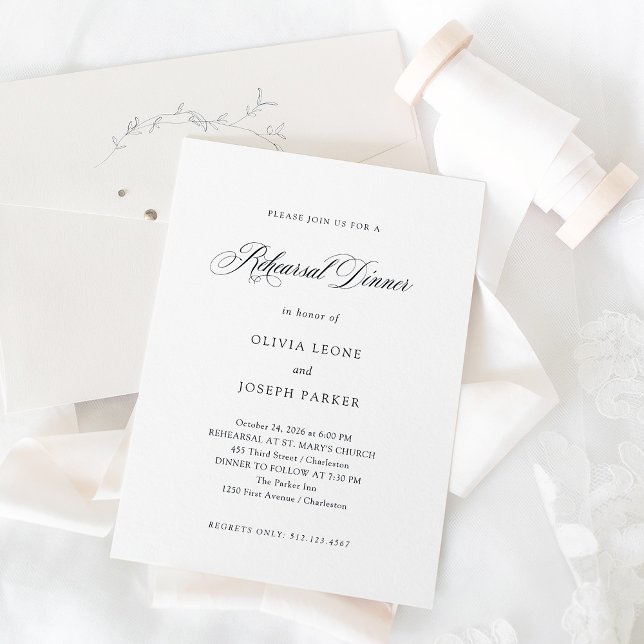 Convites Janto de ensaio de elegância mínima a preto e bran (Criador carregado)