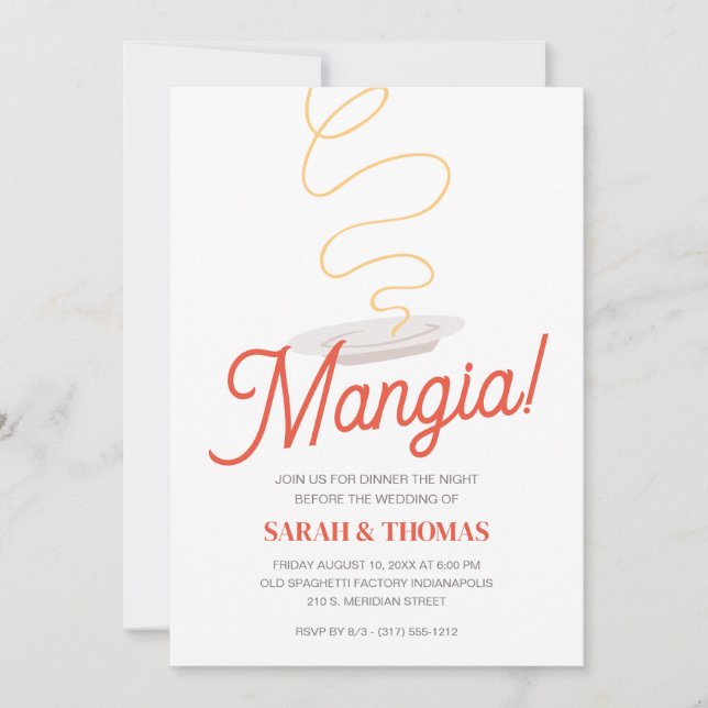 Convites Janto de ensaio de espaguete (Frente)