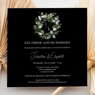 Convites Janto de Ensaio de Eucalyptus Wreath em Monograma