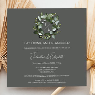 Convites Janto de Ensaio de Eucalyptus Wreath em Monograma 