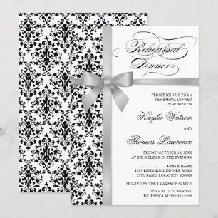 Convites Janto de Ensaio de Faux Silver Ribbon do Damask