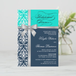 Convites Janto de Ensaio de Faux Silver Ribbon do Damask