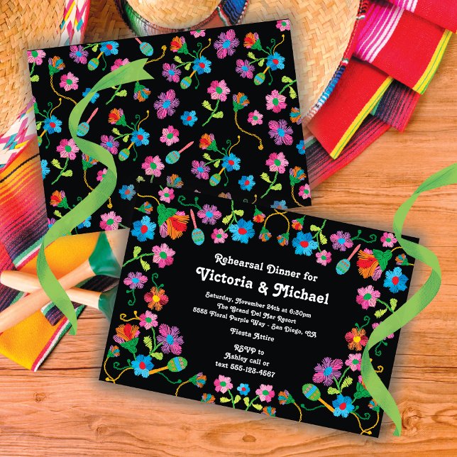 Convites Janto de ensaio de Fiesta mexicano com bordado (Criador carregado)