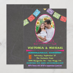 Convites Janto de Ensaio de Fiesta Mexicano Foto Chalkboard