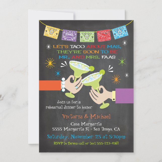 Convites Janto de Ensaio de Fiesta Mexicano PERSONALIZADO (Frente)