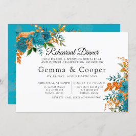 Convites Janto de ensaio de Florais Elegantes de Teal e Lar