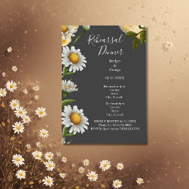 Convites janto de ensaio de flores em preto onyx retro Marg