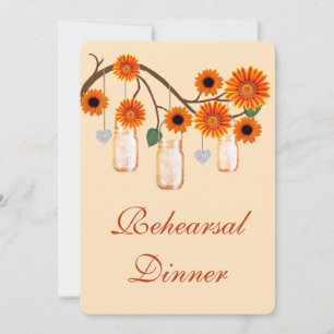Convites Janto de Ensaio de Flores Laranja Mason Jars Convi