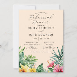 Convites Janto de Ensaio de Flores Tropicais Peach Watercol