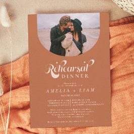 Convites Janto de ensaio de foto-terracotta com script retr